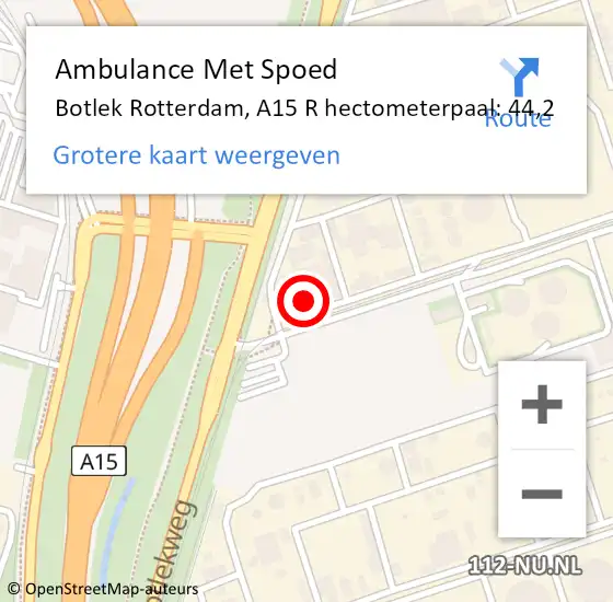 Locatie op kaart van de 112 melding: Ambulance Met Spoed Naar Botlek, Botlekstraat op 1 september 2014 08:40