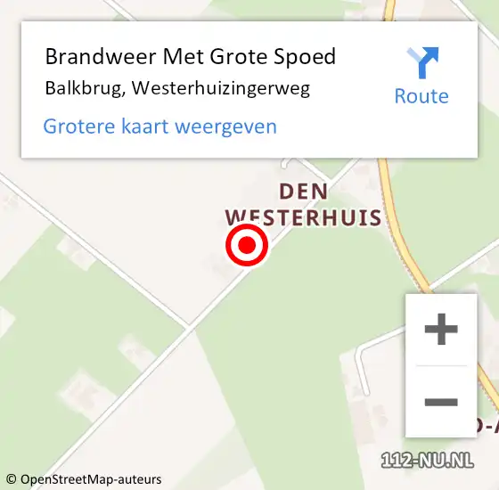 Locatie op kaart van de 112 melding: Brandweer Met Grote Spoed Naar Balkbrug, Westerhuizingerweg op 9 juli 2023 22:34