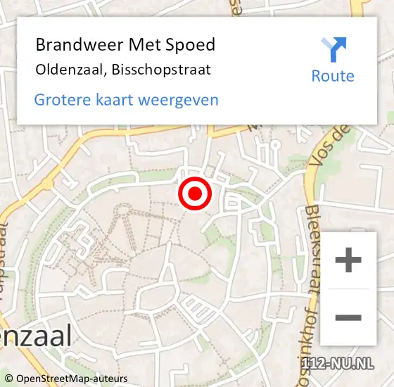 Locatie op kaart van de 112 melding: Brandweer Met Spoed Naar Oldenzaal, Bisschopstraat op 9 juli 2023 22:37