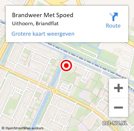 Locatie op kaart van de 112 melding: Brandweer Met Spoed Naar Uithoorn, Briandflat op 9 juli 2023 23:03