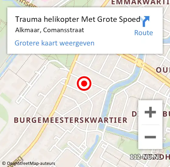 Locatie op kaart van de 112 melding: Trauma helikopter Met Grote Spoed Naar Alkmaar, Comansstraat op 9 juli 2023 23:15