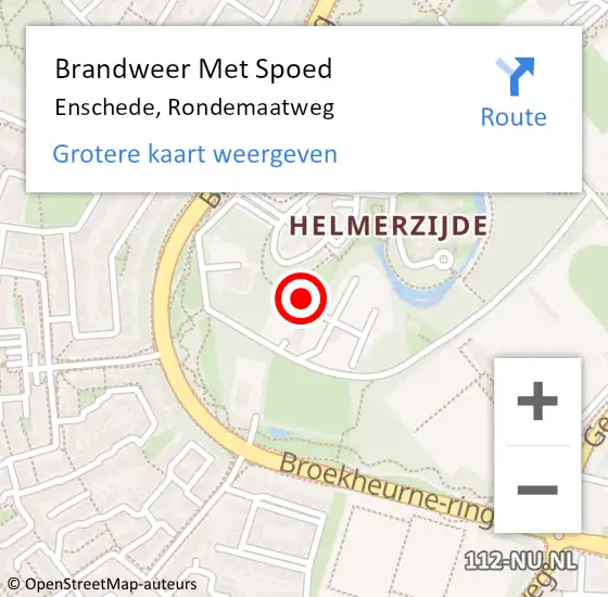 Locatie op kaart van de 112 melding: Brandweer Met Spoed Naar Enschede, Rondemaatweg op 9 juli 2023 23:29