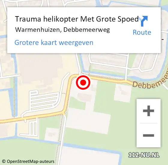 Locatie op kaart van de 112 melding: Trauma helikopter Met Grote Spoed Naar Warmenhuizen, Debbemeerweg op 9 juli 2023 23:56