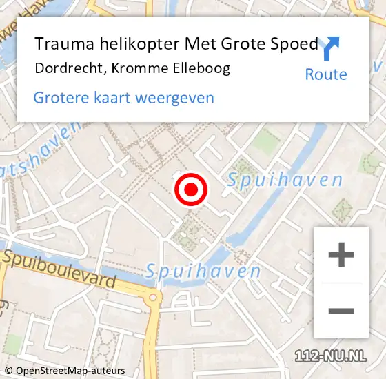 Locatie op kaart van de 112 melding: Trauma helikopter Met Grote Spoed Naar Dordrecht, Kromme Elleboog op 10 juli 2023 00:44
