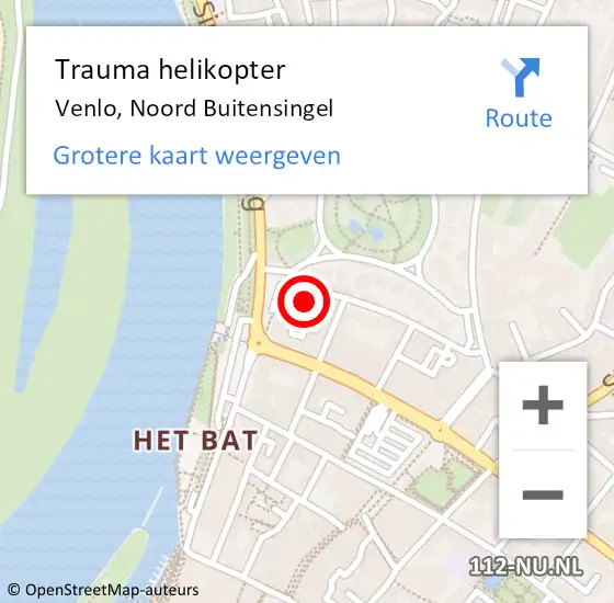 Locatie op kaart van de 112 melding: Trauma helikopter Venlo, Noord Buitensingel op 10 juli 2023 01:15