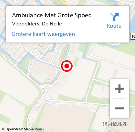 Locatie op kaart van de 112 melding: Ambulance Met Grote Spoed Naar Vierpolders, De Nolle op 10 juli 2023 01:24