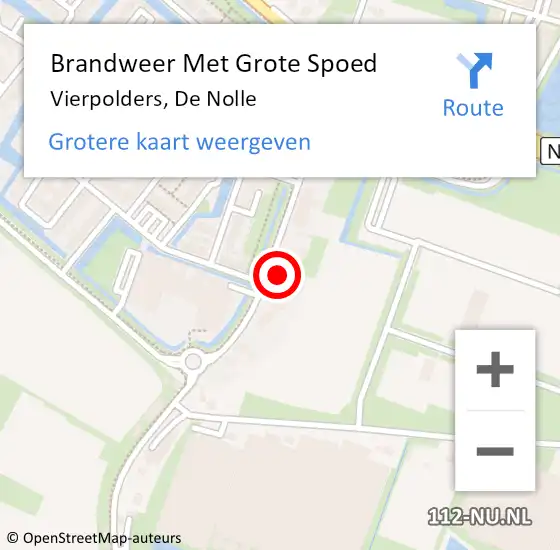 Locatie op kaart van de 112 melding: Brandweer Met Grote Spoed Naar Vierpolders, De Nolle op 10 juli 2023 01:25