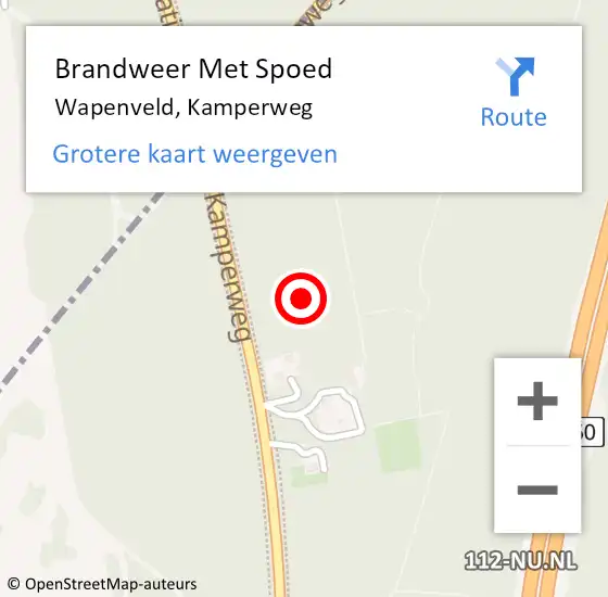 Locatie op kaart van de 112 melding: Brandweer Met Spoed Naar Wapenveld, Kamperweg op 10 juli 2023 02:45