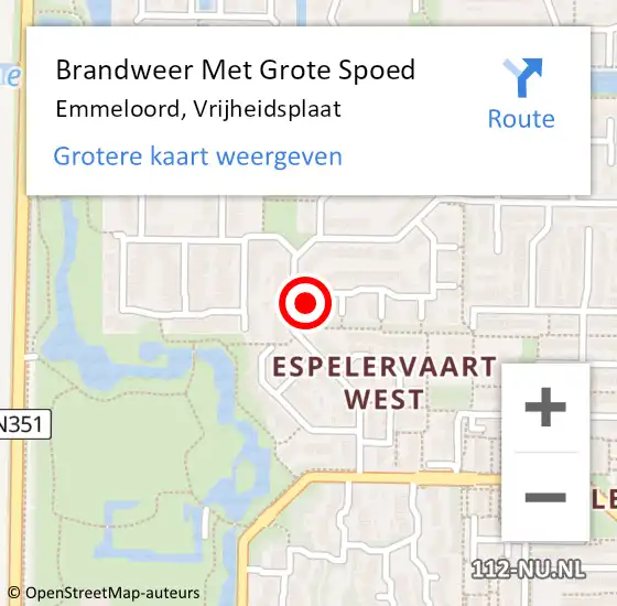 Locatie op kaart van de 112 melding: Brandweer Met Grote Spoed Naar Emmeloord, Vrijheidsplaat op 10 juli 2023 04:10