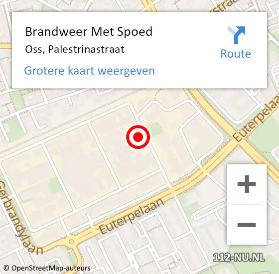 Locatie op kaart van de 112 melding: Brandweer Met Spoed Naar Oss, Palestrinastraat op 10 juli 2023 06:08