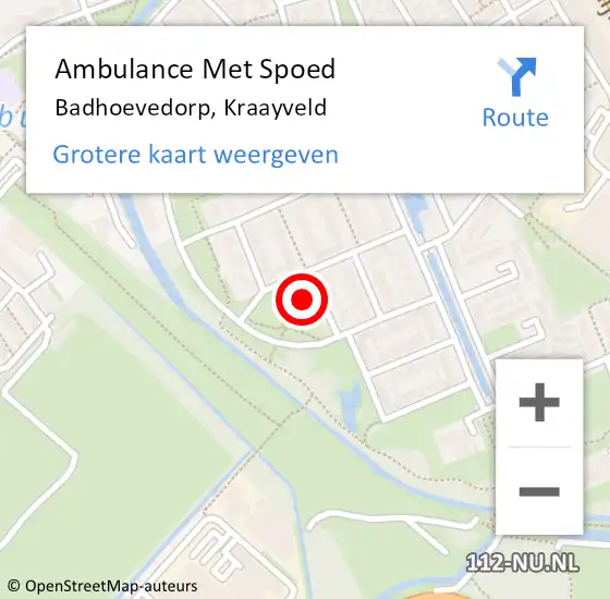 Locatie op kaart van de 112 melding: Ambulance Met Spoed Naar Badhoevedorp, Kraayveld op 10 juli 2023 06:39