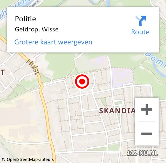 Locatie op kaart van de 112 melding: Politie Geldrop, Wisse op 10 juli 2023 07:14