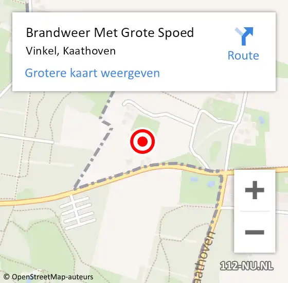 Locatie op kaart van de 112 melding: Brandweer Met Grote Spoed Naar Vinkel, Kaathoven op 10 juli 2023 07:29