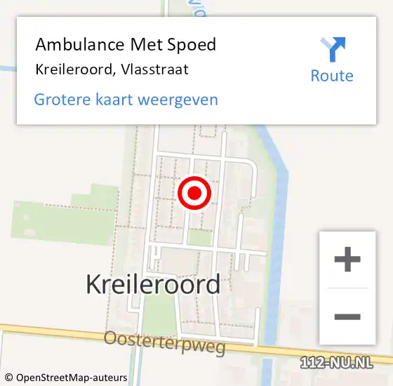 Locatie op kaart van de 112 melding: Ambulance Met Spoed Naar Kreileroord, Vlasstraat op 10 juli 2023 07:34