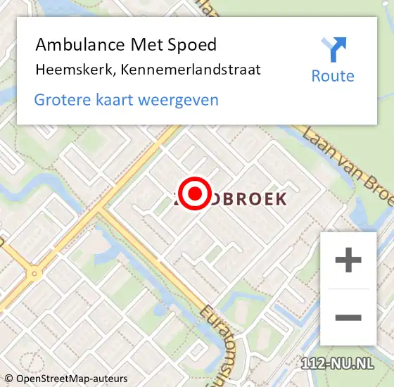Locatie op kaart van de 112 melding: Ambulance Met Spoed Naar Heemskerk, Kennemerlandstraat op 10 juli 2023 07:38