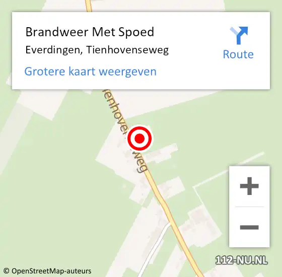 Locatie op kaart van de 112 melding: Brandweer Met Spoed Naar Everdingen, Tienhovenseweg op 10 juli 2023 07:51