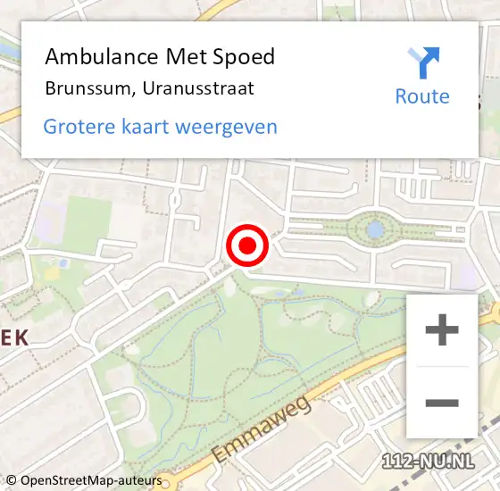 Locatie op kaart van de 112 melding: Ambulance Met Spoed Naar Brunssum, Uranusstraat op 9 september 2013 12:58