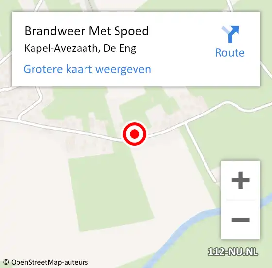Locatie op kaart van de 112 melding: Brandweer Met Spoed Naar Kapel-Avezaath, De Eng op 10 juli 2023 08:12