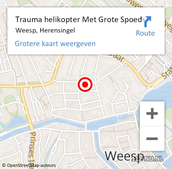 Locatie op kaart van de 112 melding: Trauma helikopter Met Grote Spoed Naar Weesp, Herensingel op 10 juli 2023 08:22