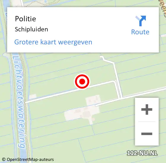 Locatie op kaart van de 112 melding: Politie Schipluiden op 10 juli 2023 08:35