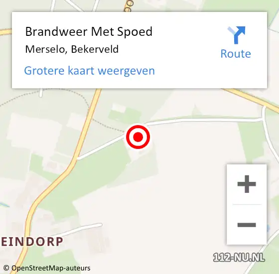Locatie op kaart van de 112 melding: Brandweer Met Spoed Naar Merselo, Bekerveld op 10 juli 2023 08:43