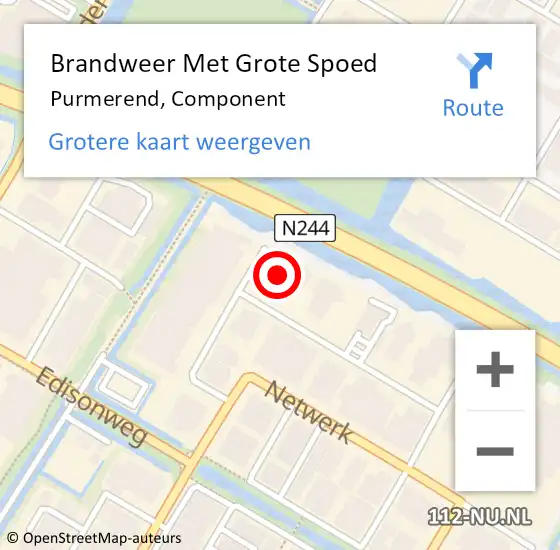 Locatie op kaart van de 112 melding: Brandweer Met Grote Spoed Naar Purmerend, Component op 10 juli 2023 08:50