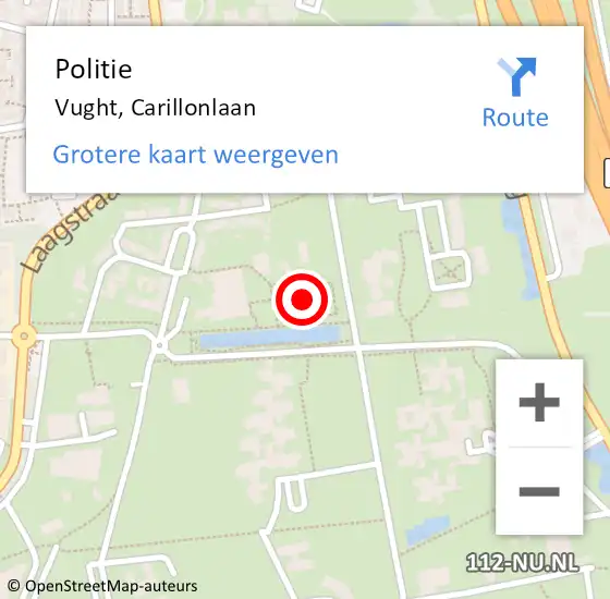 Locatie op kaart van de 112 melding: Politie Vught, Carillonlaan op 10 juli 2023 08:52