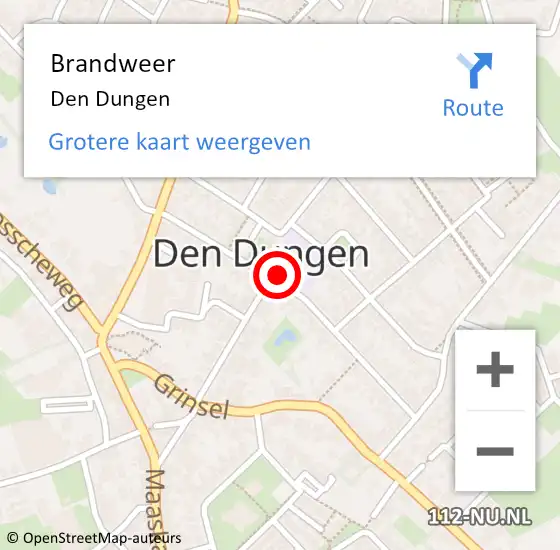 Locatie op kaart van de 112 melding: Brandweer Den Dungen op 10 juli 2023 09:16