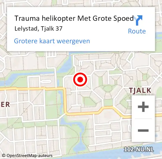 Locatie op kaart van de 112 melding: Trauma helikopter Met Grote Spoed Naar Lelystad, Tjalk 37 op 10 juli 2023 09:36