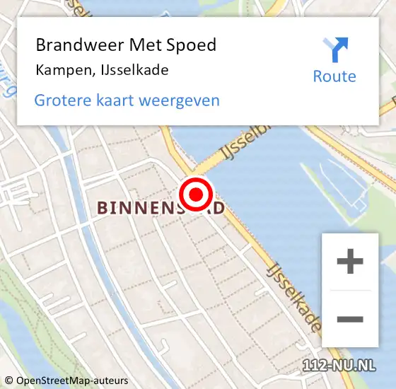 Locatie op kaart van de 112 melding: Brandweer Met Spoed Naar Kampen, IJsselkade op 10 juli 2023 09:58
