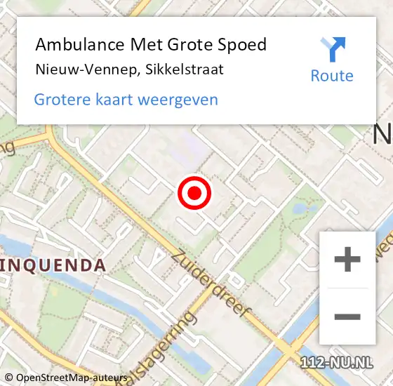 Locatie op kaart van de 112 melding: Ambulance Met Grote Spoed Naar Nieuw-Vennep, Sikkelstraat op 10 juli 2023 10:11