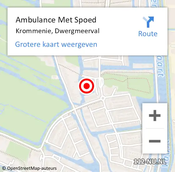 Locatie op kaart van de 112 melding: Ambulance Met Spoed Naar Krommenie, Dwergmeerval op 10 juli 2023 10:14