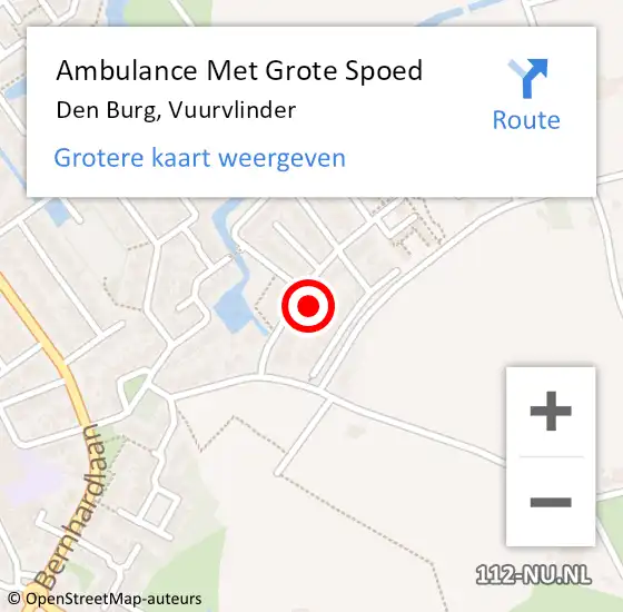 Locatie op kaart van de 112 melding: Ambulance Met Grote Spoed Naar Den Burg, Vuurvlinder op 10 juli 2023 10:21