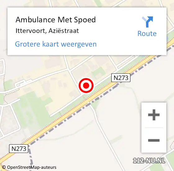 Locatie op kaart van de 112 melding: Ambulance Met Spoed Naar Ittervoort, Aziëstraat op 10 juli 2023 10:23