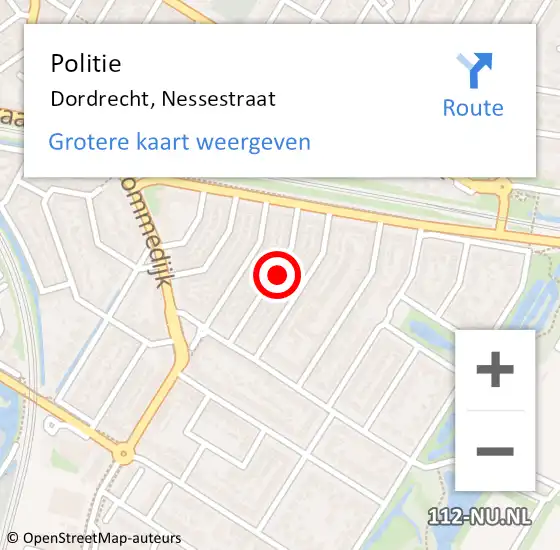 Locatie op kaart van de 112 melding: Politie Dordrecht, Nessestraat op 10 juli 2023 10:28