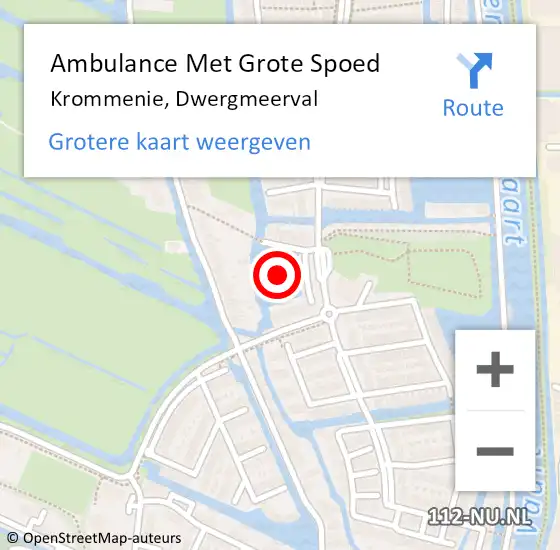 Locatie op kaart van de 112 melding: Ambulance Met Grote Spoed Naar Krommenie, Dwergmeerval op 10 juli 2023 10:40