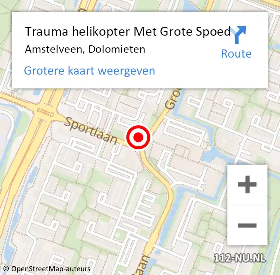 Locatie op kaart van de 112 melding: Trauma helikopter Met Grote Spoed Naar Amstelveen, Dolomieten op 10 juli 2023 10:44