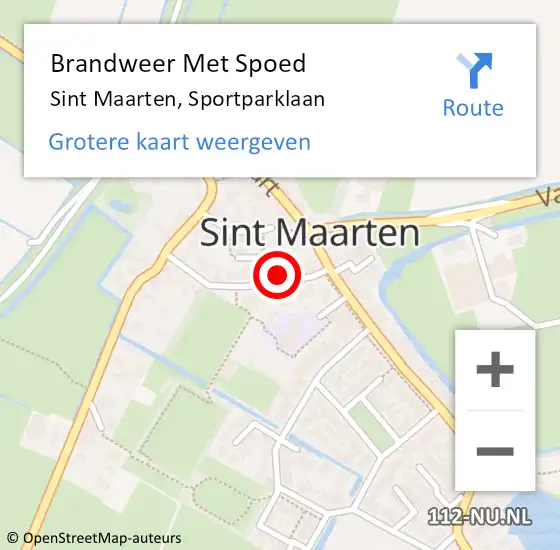 Locatie op kaart van de 112 melding: Brandweer Met Spoed Naar Sint Maarten, Sportparklaan op 10 juli 2023 10:46