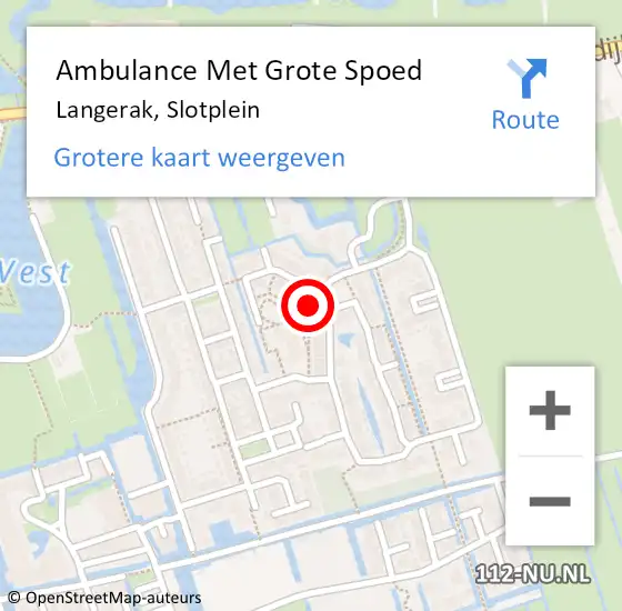 Locatie op kaart van de 112 melding: Ambulance Met Grote Spoed Naar Langerak, Slotplein op 10 juli 2023 10:46