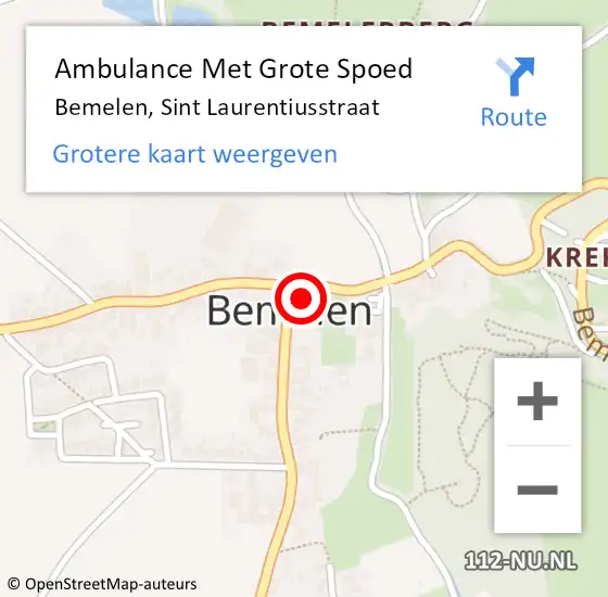 Locatie op kaart van de 112 melding: Ambulance Met Grote Spoed Naar Bemelen, Sint Laurentiusstraat op 13 oktober 2013 10:41