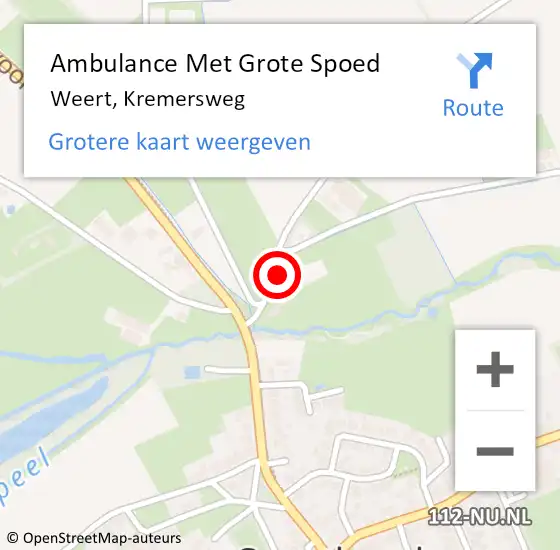 Locatie op kaart van de 112 melding: Ambulance Met Grote Spoed Naar Weert, Kremersweg op 10 juli 2023 10:54