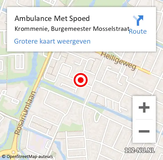 Locatie op kaart van de 112 melding: Ambulance Met Spoed Naar Krommenie, Burgemeester Mosselstraat op 10 juli 2023 11:01
