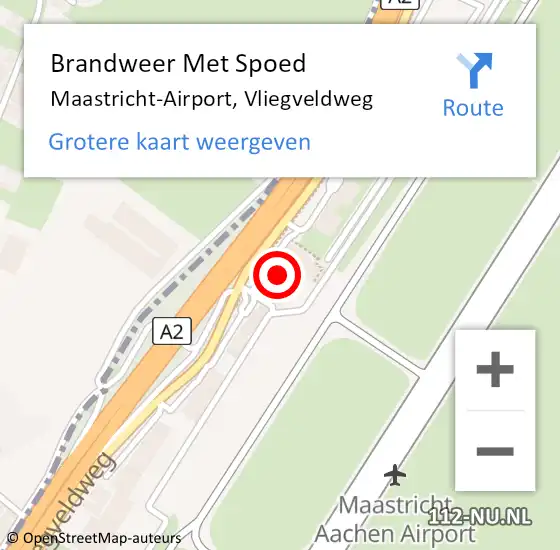 Locatie op kaart van de 112 melding: Brandweer Met Spoed Naar Maastricht-Airport, Vliegveldweg op 10 juli 2023 11:07