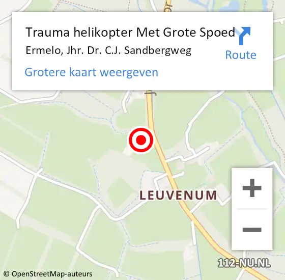 Locatie op kaart van de 112 melding: Trauma helikopter Met Grote Spoed Naar Ermelo, Jhr. Dr. C.J. Sandbergweg op 10 juli 2023 11:24