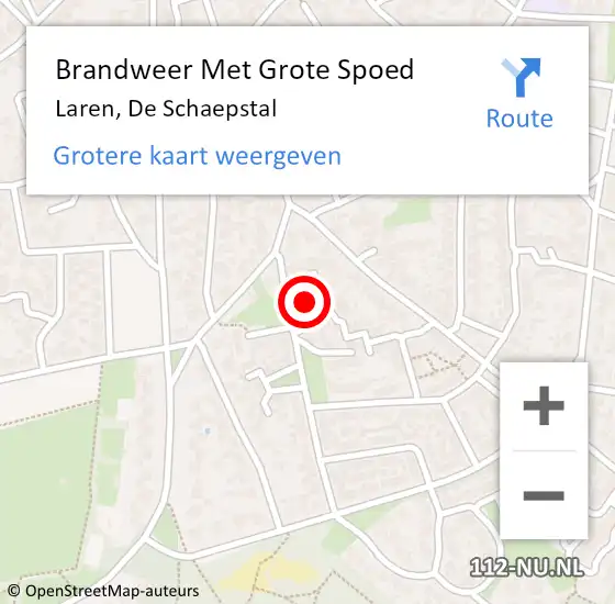 Locatie op kaart van de 112 melding: Brandweer Met Grote Spoed Naar Laren, De Schaepstal op 10 juli 2023 11:32