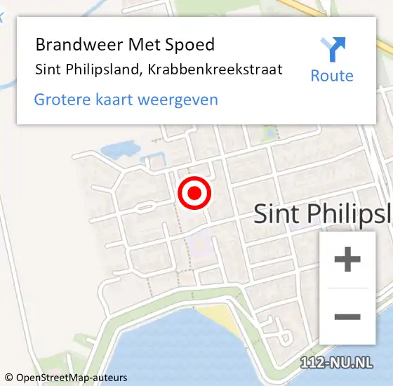 Locatie op kaart van de 112 melding: Brandweer Met Spoed Naar Sint Philipsland, Krabbenkreekstraat op 13 oktober 2013 10:41