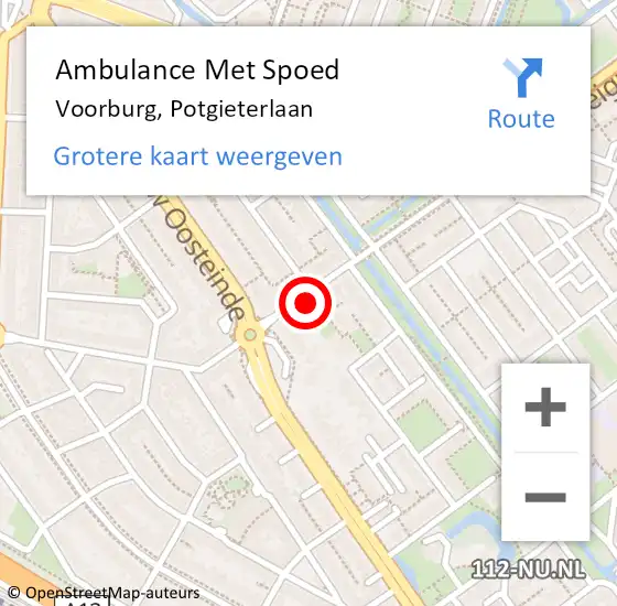 Locatie op kaart van de 112 melding: Ambulance Met Spoed Naar Voorburg, Potgieterlaan op 10 juli 2023 11:43