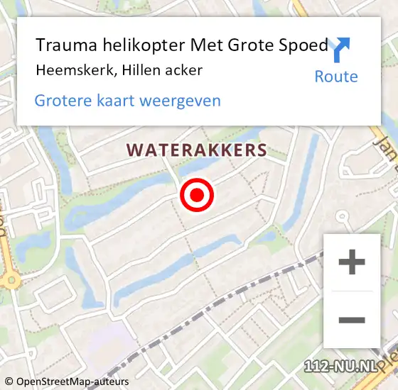 Locatie op kaart van de 112 melding: Trauma helikopter Met Grote Spoed Naar Heemskerk, Hillen acker op 10 juli 2023 11:44