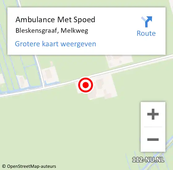 Locatie op kaart van de 112 melding: Ambulance Met Spoed Naar Bleskensgraaf, Melkweg op 10 juli 2023 11:45