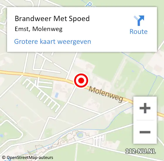 Locatie op kaart van de 112 melding: Brandweer Met Spoed Naar Emst, Molenweg op 10 juli 2023 12:09